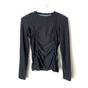ATHLETA Gray Ruched Long Sleeve Active Top Sz XS